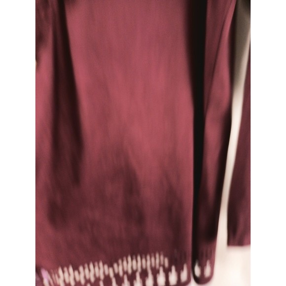 Westbound Women's Petite Sz PM Red Wine Faux Suede Long Sleeve Tasseled Top - Picture 14 of 16